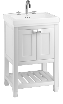 Riviera 580mm Vanity Unit with Riviera 580mm Square Basin-in White with 2 tap holes
