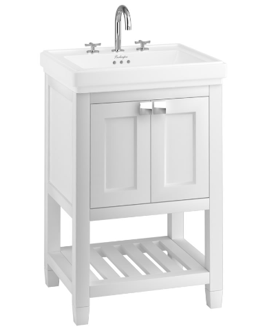 Riviera 580mm Vanity Unit with Riviera 580mm Square Basin in white with 3 tap holes
