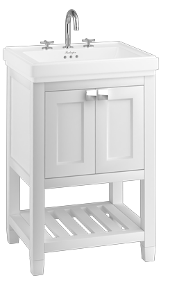 Riviera 580mm Vanity Unit with Riviera 580mm Square Basin-in White with 0 tap hole