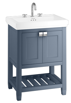 Riviera 650mm Vanity Unit with Riviera 650mm Square Basin in Blue with 2 tap holes