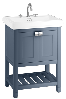 Riviera 650mm Vanity Unit with Riviera 650mm Square Basin in Blue with 3 tap holes