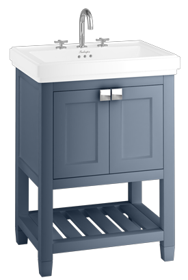 Riviera 650mm Vanity Unit with Riviera 650mm Square Basin in Blue with 0 tap holes