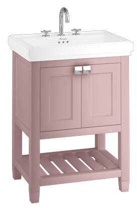 Riviera 650mm Vanity Unit with Riviera 650mm Square Basin in Pink with 0 tap holes
