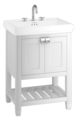 Riviera 650mm Vanity Unit with Riviera 650mm Square Basin in White with 2 tap holes