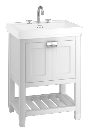 Riviera 650mm Vanity Unit with Riviera 650mm Square Basin in White with 3 tap holes