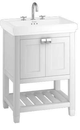 Riviera 650mm Vanity Unit with Riviera 650mm Square Basin in White with 0 tap holes