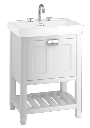 Riviera 650mm Vanity Unit with Riviera 650mm Square Basin in White with 1 tap hole