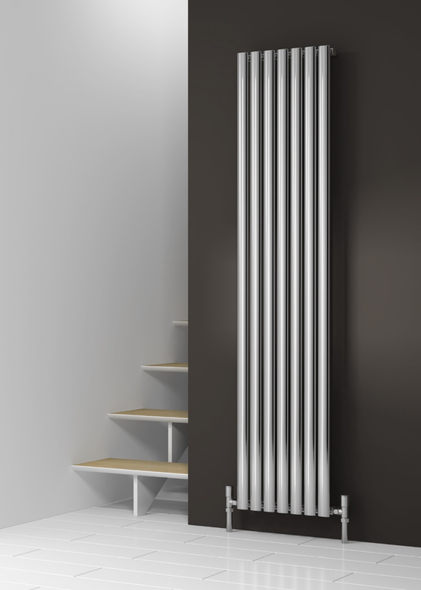 Neva Chrome Vertical Home Mild Steel Radiator 354 x 1800mm chrome