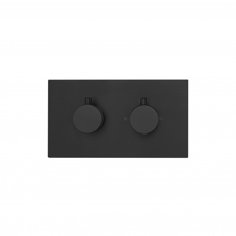 Round twin handle thermostatic shower valve (Horizontal) 2-outlet (RTV2-H-MB)