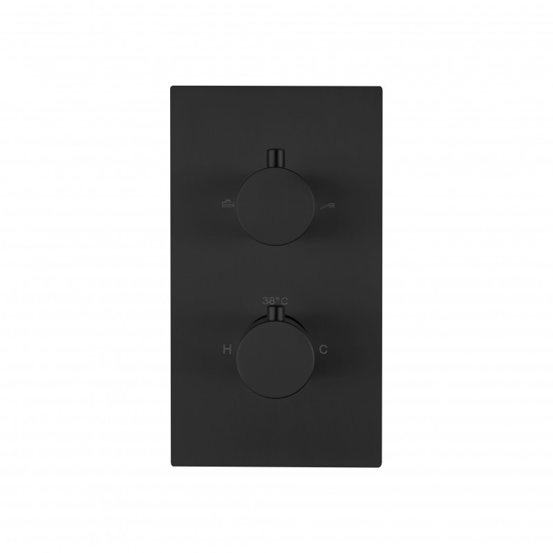 Round twin handle thermostatic shower valve (Vertical) 2-outlet (RTV2-MB)