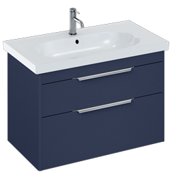Shoreditch 850mm Wall Hung Double Drawer Unit with Origin Round Basin-Matt Blue