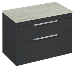 Shoreditch 850mm Wall Hung Double Drawer Unit with Concrete Haze Worktop-Matt Grey