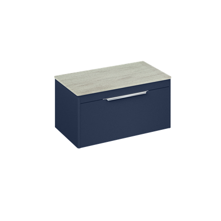 Shoreditch 850mm Wall Hung Single Drawer Unit with Concrete Haze Worktop Matt Blue