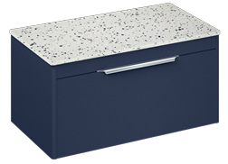 Shoreditch 850mm Wall Hung Single Drawer Unit with Ice Blue Worktop Matt Blue