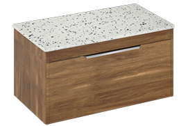 Shoreditch 850mm Wall Hung Single Drawer Unit with Ice Blue Worktop Caramel 