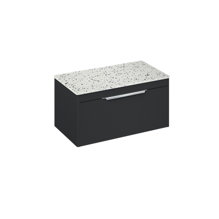 Shoreditch 850mm Wall Hung Single Drawer Unit with Ice Blue Worktop Matt Grey