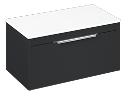 Shoreditch 850mm Wall Hung Single Drawer Unit with White Worktop-Matt Grey