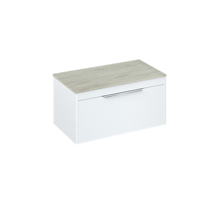 Shoreditch 850mm Wall Hung Single Drawer Unit with Concrete Haze Worktop Matt White