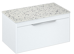 Shoreditch 850mm Wall Hung Single Drawer Unit with Ice Blue Worktop Matt White
