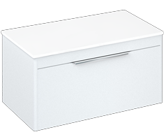 Shoreditch 850mm Wall Hung Single Drawer Unit with White Worktop-Matt White