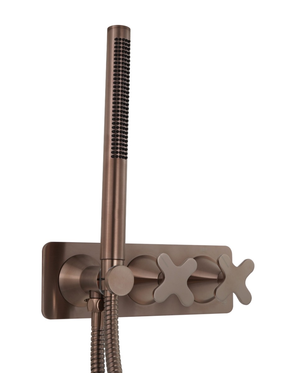 Thermostatic concealed 2 outlet shower valve with attached handset (both handles included) JTP