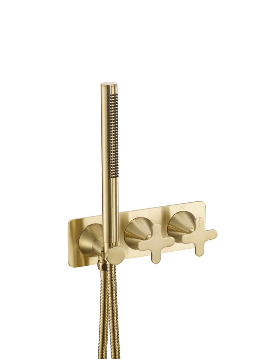 Thermostatic concealed 2 outlet shower valve with attached handset (both handles included) JTP