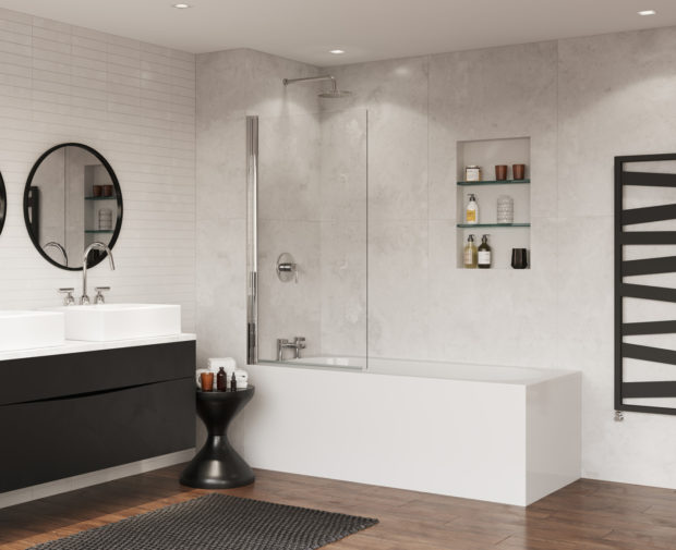 Bath Screen Square 800 X 1400mm Chrome