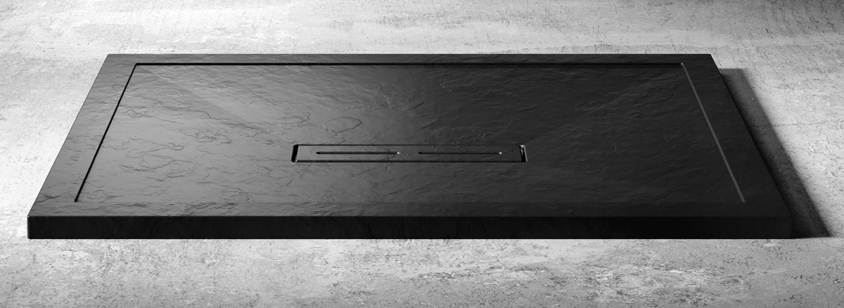 Kudos Connect2 Black Grey Slate Finish Rectangular Shower Tray 1500 x 900mm