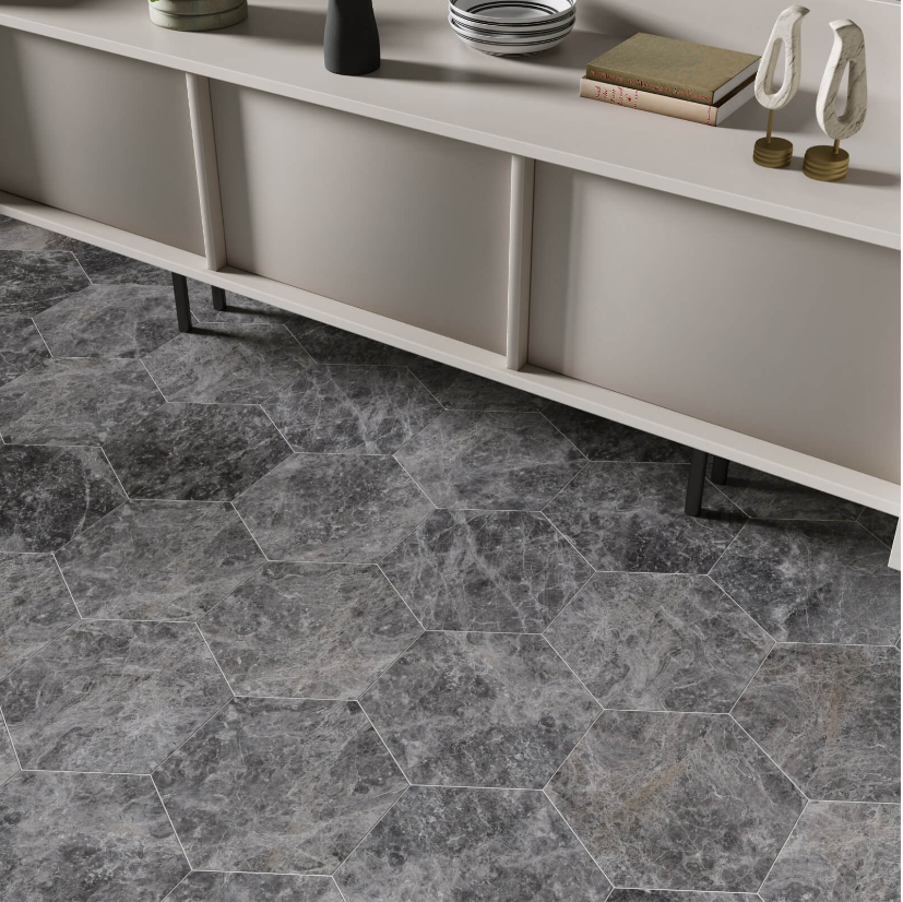 Silver Moon Hexagon Honed One Side 150 mm- Price per m2