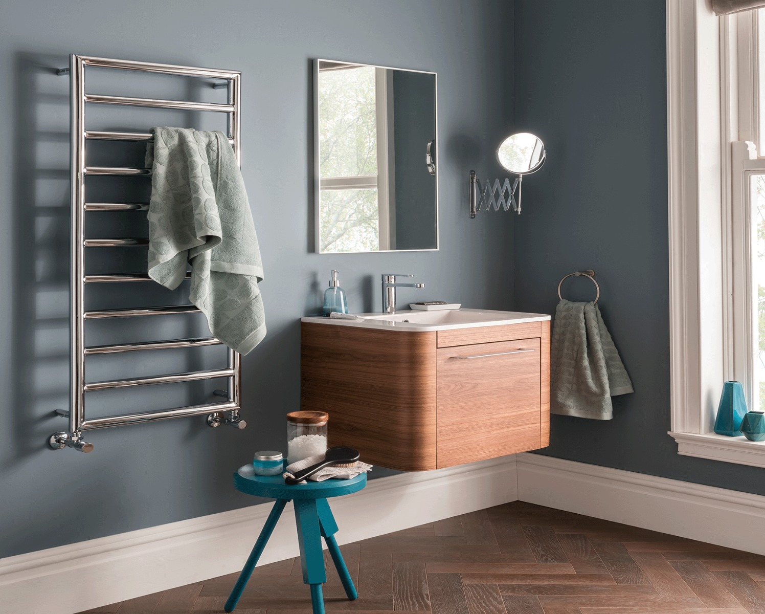 Contemporary Smooth II Towel Rail Electric Only - Chrome 1200x500