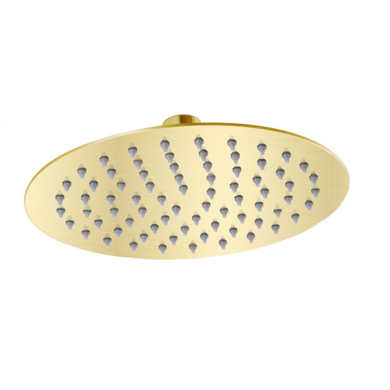 Slimline, Round overhead shower (anti-scaling)- 200mm - Brush Gold (SRH200-BG)