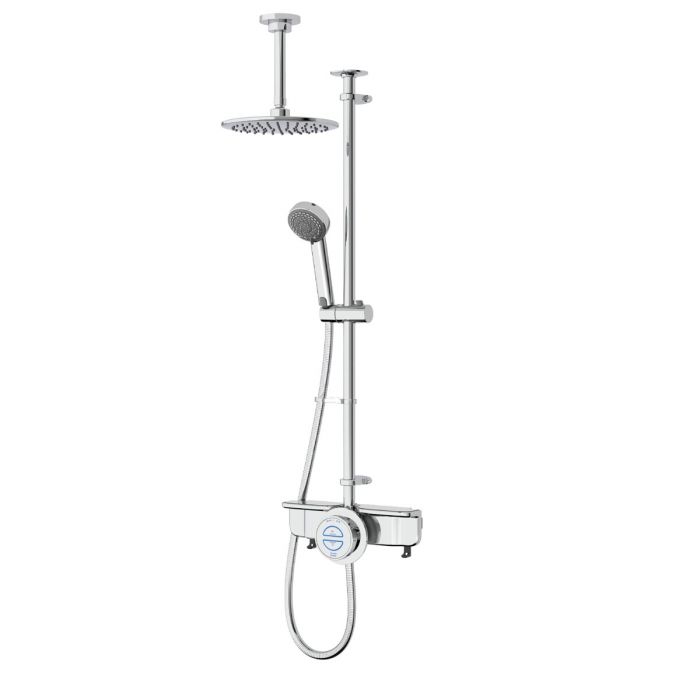 SmartShelf Quartz Classic Smart Digital Shower Exposed with Adjustable Head and Fixed Ceiling Head (Gravity Pumped)
