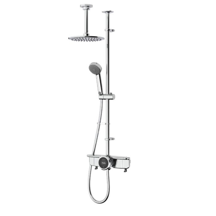 SmartShelf Quartz Touch Smart Digital Shower Exposed with Adjustable Head and Fixed Ceiling Head (Gravity Pumped)