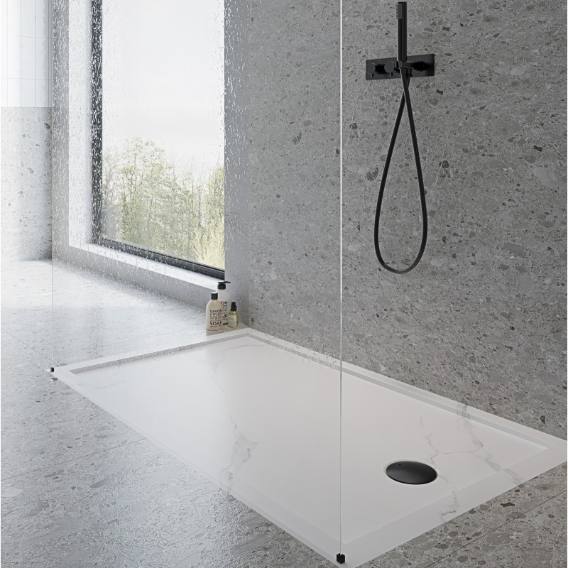 SLIMLINE SHOWER WASTE TRAP - 115mm - MATT BLACK COVER (SSW04-MB)