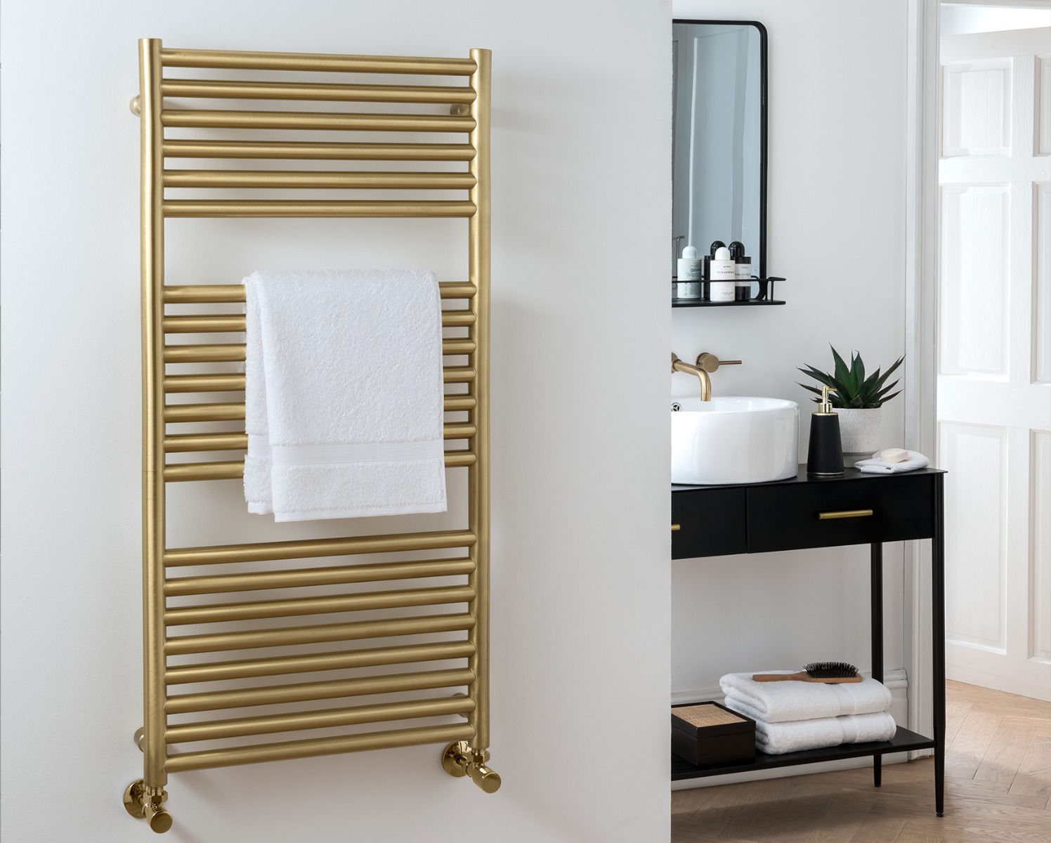Ladder Rails Studio Electric Only Non-lacquered - Brushed Brass 1435x500