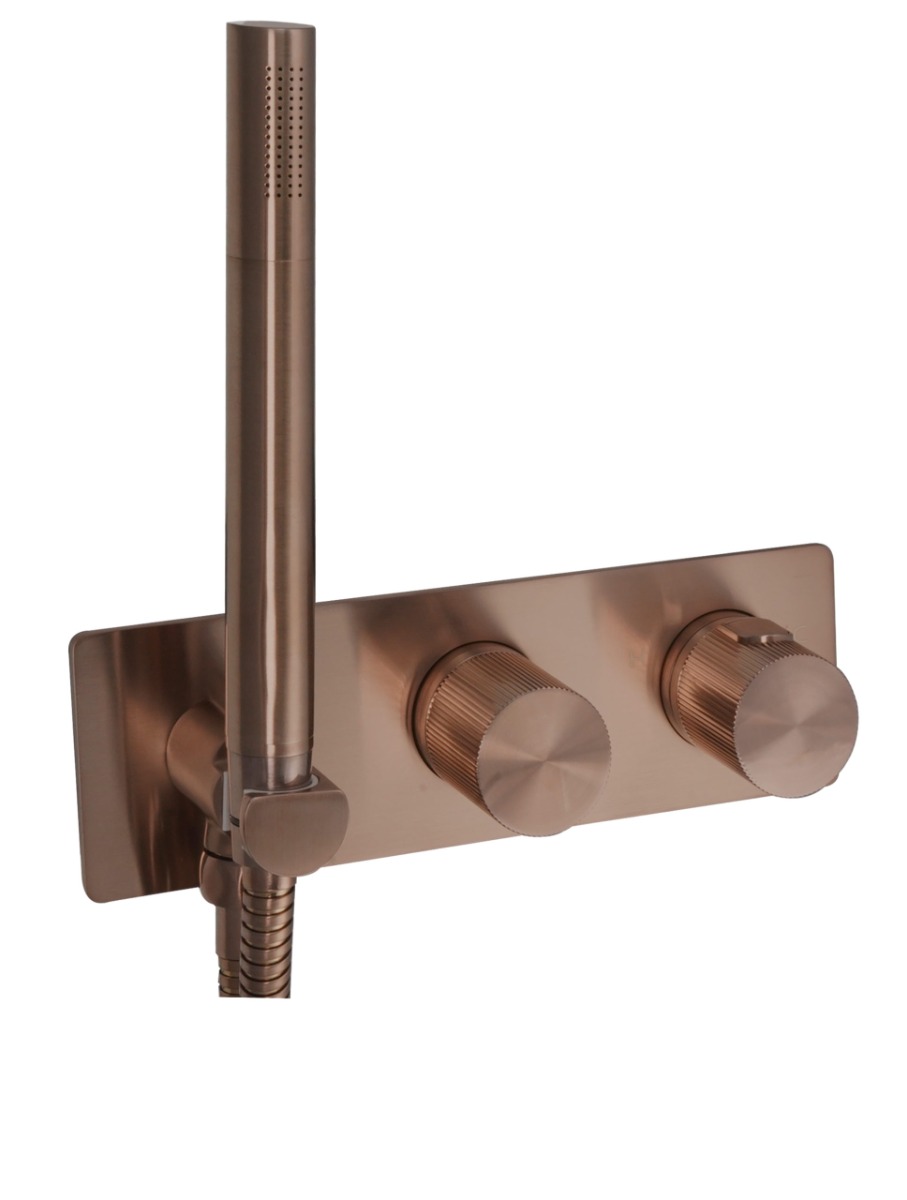 Thermostatic concealed 2 outlet shower valve with attached handset - JTP