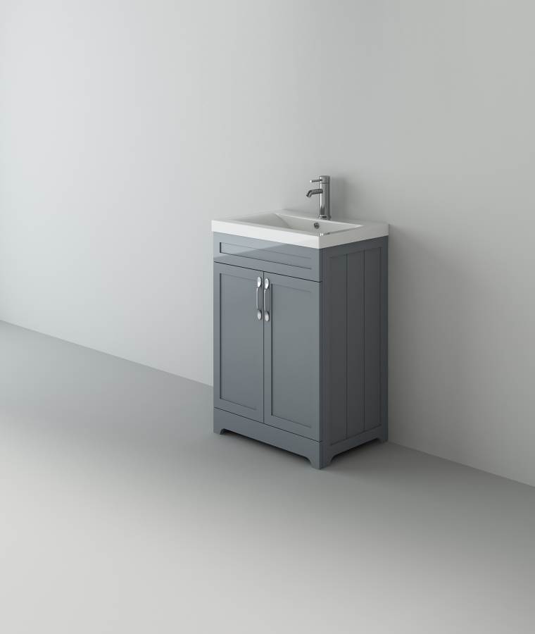 Teddington Traditional 600 Light Grey unit and Basin