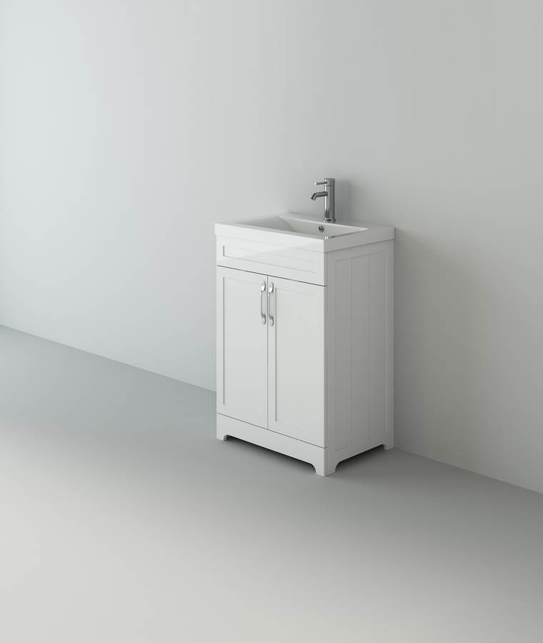 Teddington Traditional 600 White unit and Basin