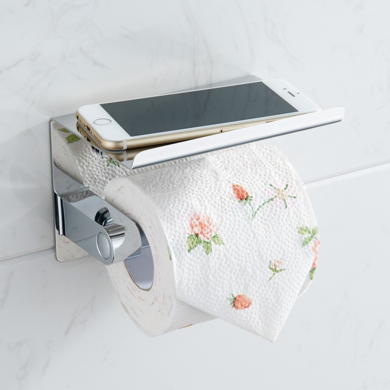 Toilet tissue holder with shelve - Chrome (TTS-1197)