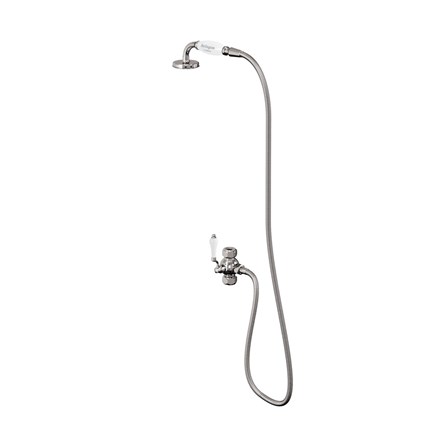 Ceramic Telephone Handset, Hose & Divertor-Chrome with White accent