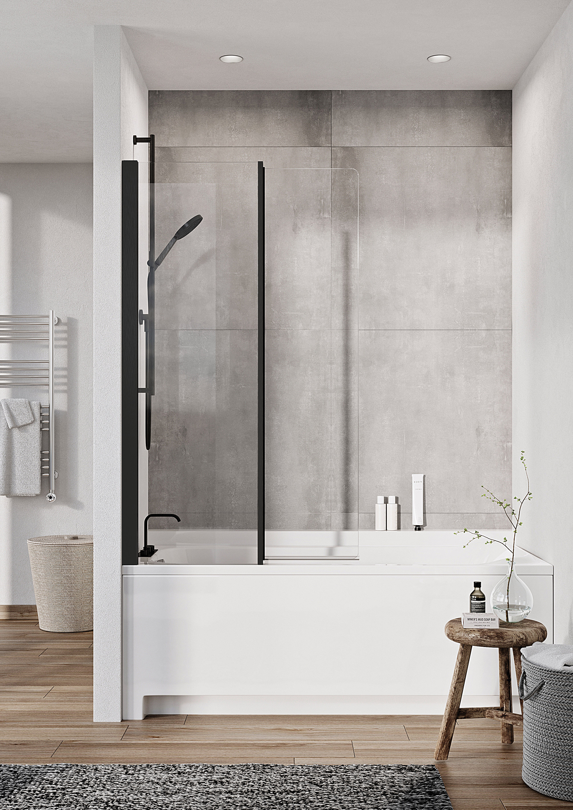 Haven8 Inward Folding Bath Screen 1500 x 910mm