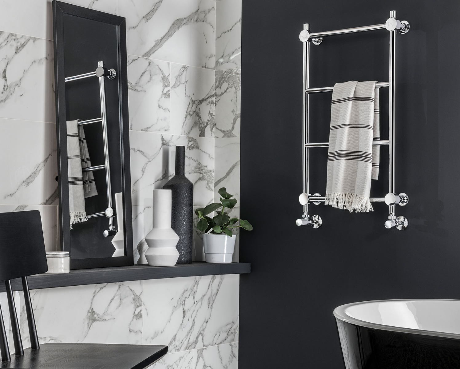 Contemporary Venture Towel Rail Electric-Chrome 1300x500