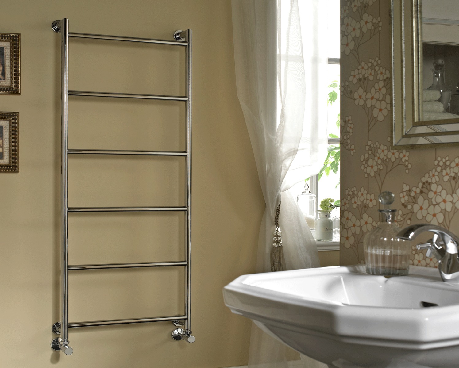 Contemporary Vivid Towel Rail Heating-Chrome 1250x650