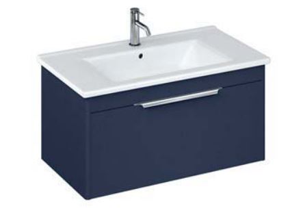 Shoreditch 850mm Wall Hung Single Drawer Unit with Note Square Basin-Matt Blue