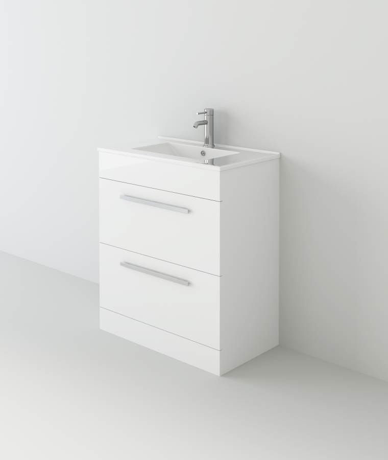 Venus 700 White FS Unit and Slim-Edge Basin (Drawer & Flap)