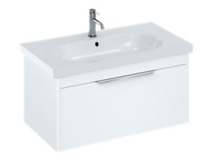 Shoreditch 850mm Floor Standing Unit with Origin Round Basin-Matt White