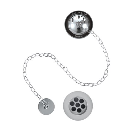 Burlington Bath Overflow, Plug & Chain-black