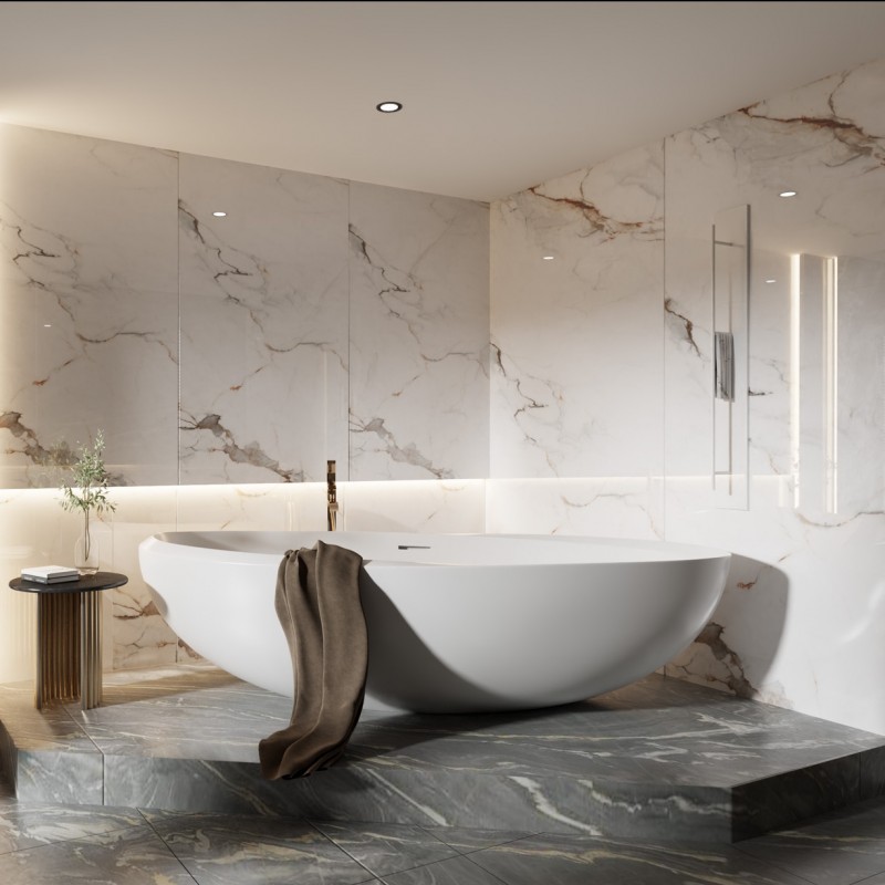 Shower Wall Panel Calcutta White - 1200X2400X8mm (Pack of 2) (WP - 091)