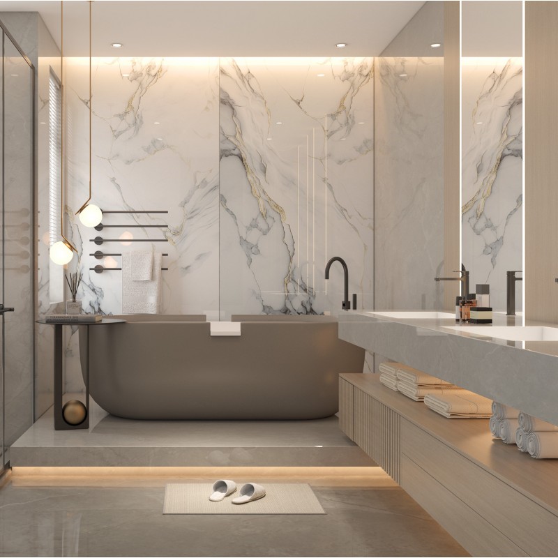 Shower Wall Panel Gold Marble - 1200X2400X8mm (Pack of 2) (WP - 092)