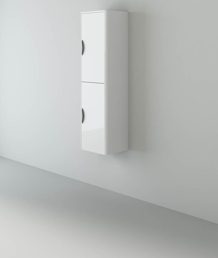 Apollo White Gloss Tall Wall-hung unit 1400x400x300 (HxWxD)